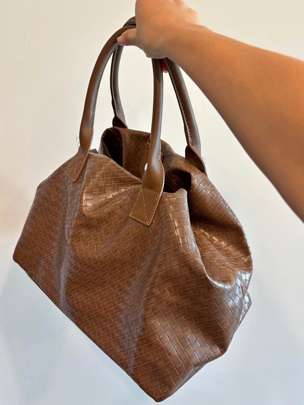 Woven Tote Bag - Brown